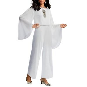 Midnight Velvet Casual Cocktail Party Resort Beach Wedding White Summer Jumpsuit